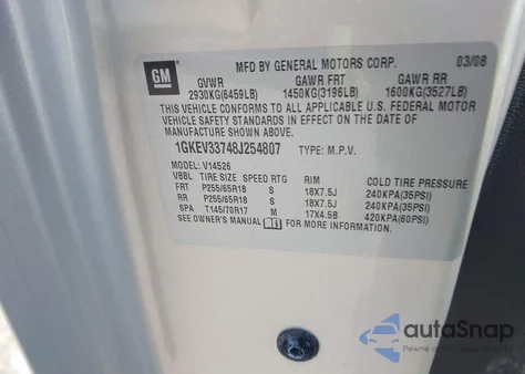 2008 GMC Acadia Slt-2 z USA, uszkodzony, nr VIN 1GKEV33748J254807